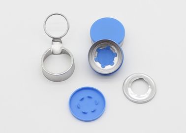 32mm μπλε καλύμματα φιαλιδίων έγχυσης ιατρικά με λογότυπο και το μέγεθος δαχτυλιδιών το προσαρμοσμένο τράβηγμα