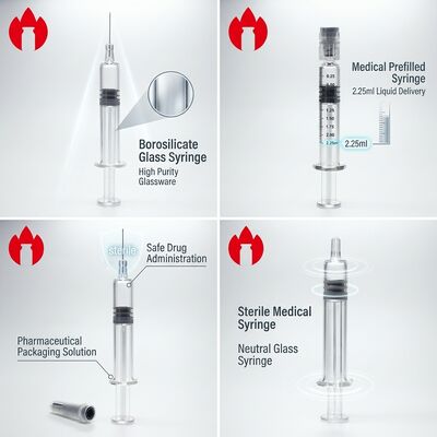 5.0 Neutral Borosilicate Glass Prefilled Syringes 2.25ml Capacity For Medical